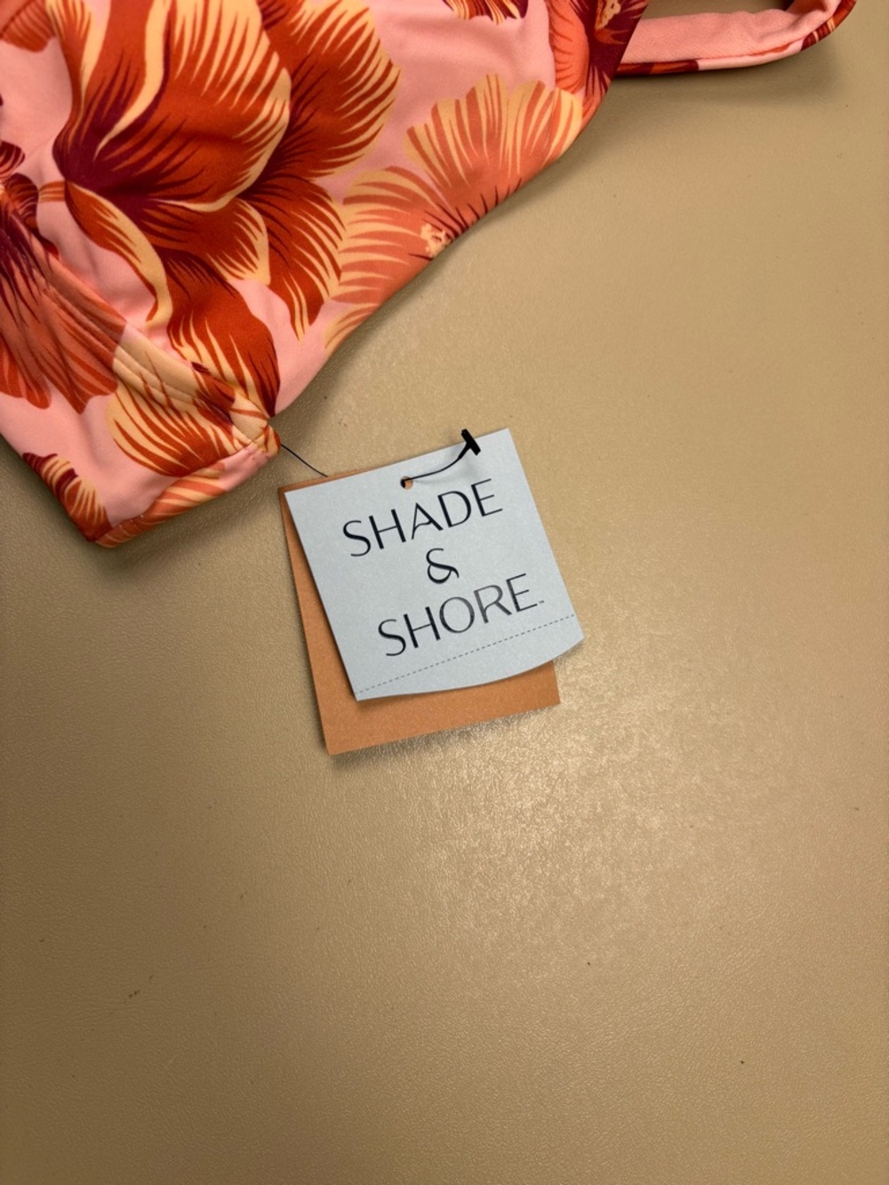 Shade Shore Pink Floral Bikini Top Small Tie Back Adjustable Swim - Picture 3 of 9